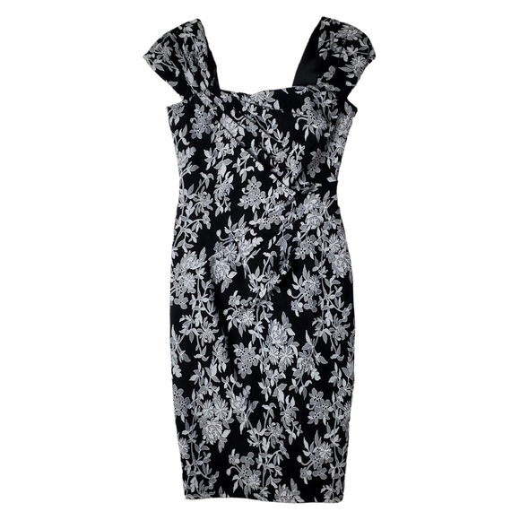 TADASHI SHOJI Floral Jacquard Squarenck Sheath Dress Womens size 0 - Picture 3 of 7